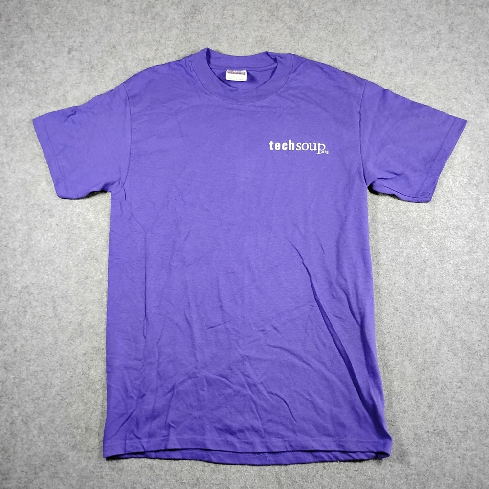 Vintage Hanes Beefy-T Mens Purple TechSoup Graphic T-Shirt‎ Size M 100% Cotton